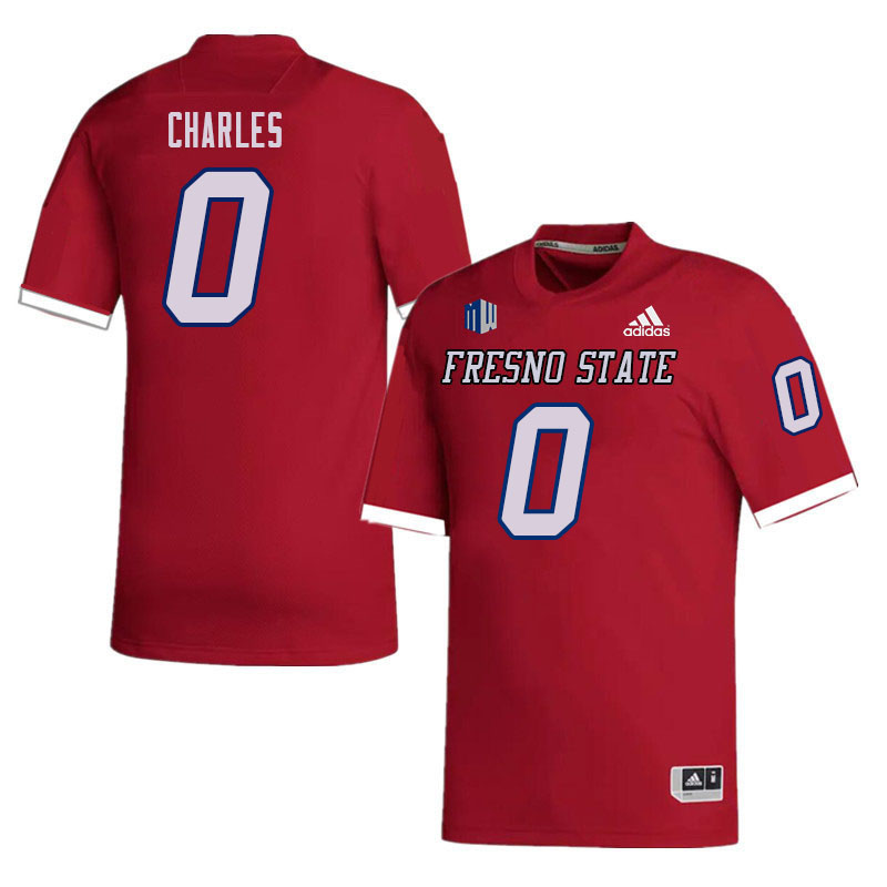 Men #0 Charlotin Charles Fresno State Bulldogs College Football Jerseys Sale-Red - Click Image to Close